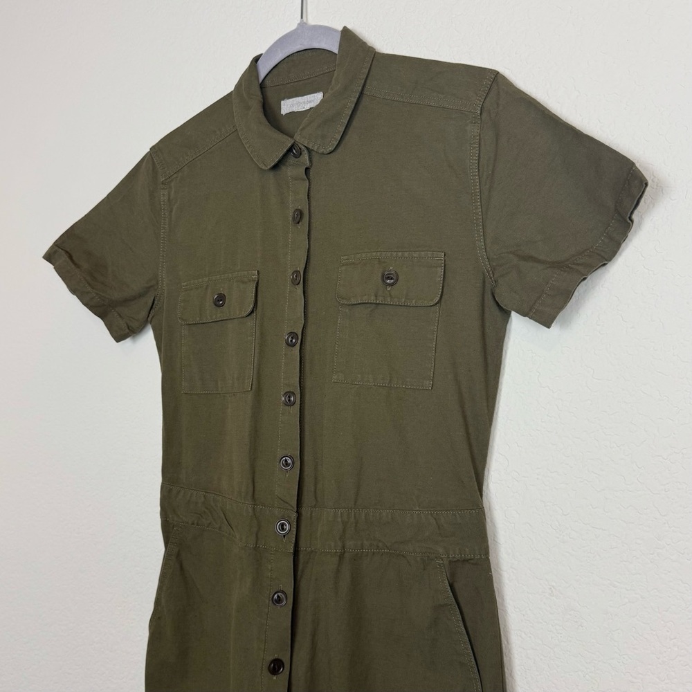 Outerknown SEA Utility Jumpsuit Olive Green Organic Cotton Linen Blend - Picture 9 of 14